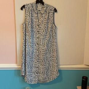 CAbi Sleeveless Top with Blue and Brown Spots